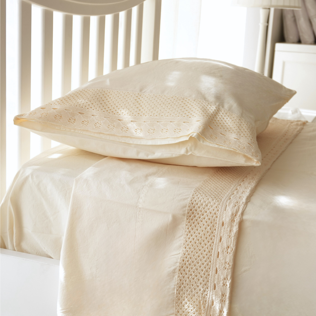 Set de Sábana Crochet Crema