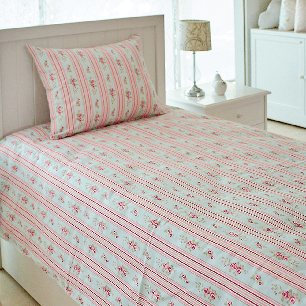 Funda de Plumón Floral Stripe Duckegg